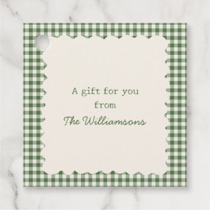 Preppy Green Gingham Whimsical Scallop Gift From Favor Tags