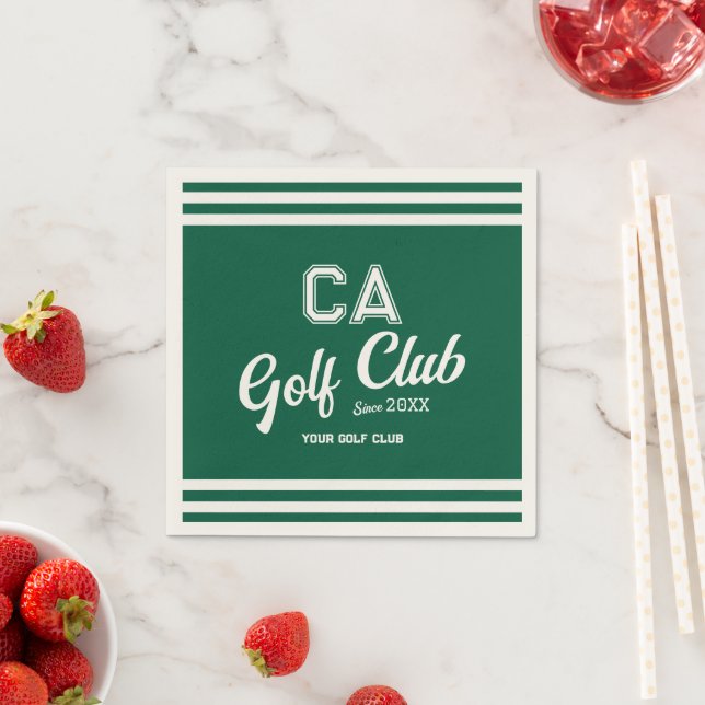 Preppy Green Golf Club Custom Crest Party Napkins (Insitu)