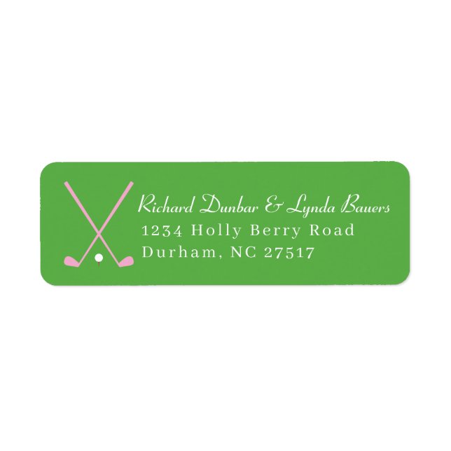 Preppy Green Golf Theme Return Address Label (Front)
