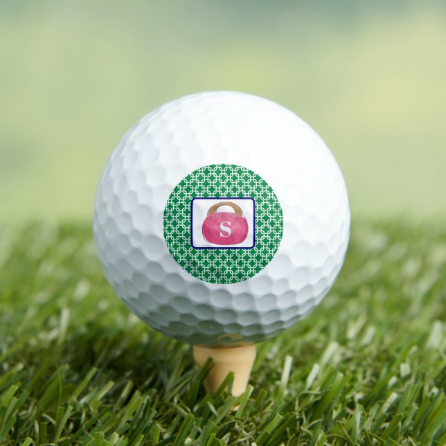 Preppy Green Link Pink Bermuda Bag Monogram Golf Balls (Insitu Tee)