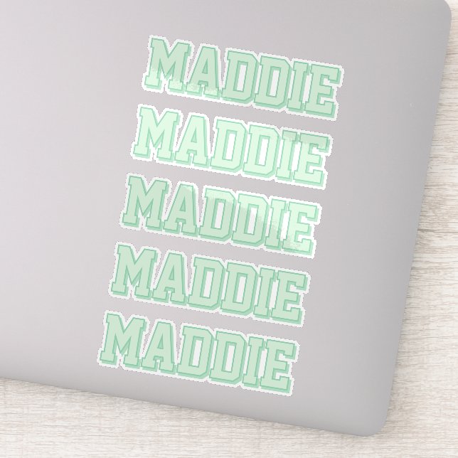 Preppy Green Name Sticker (Detail)