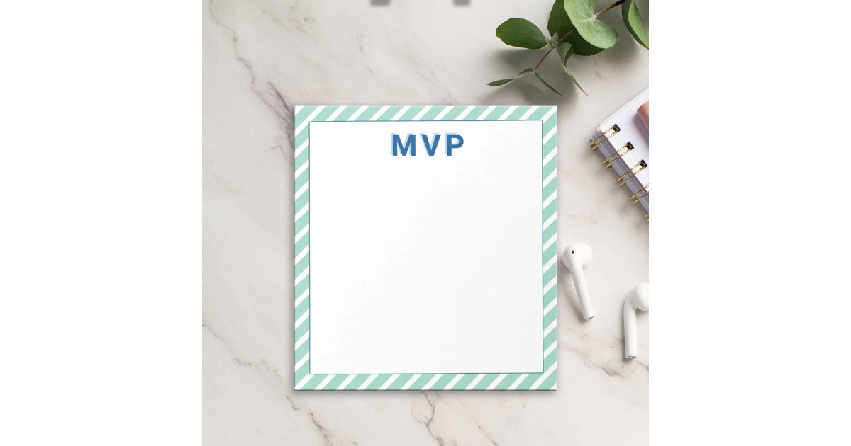 Preppy Green & Navy Striped Personalized Modern Notepad | Zazzle