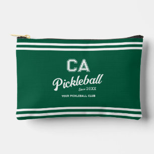 Preppy Green Pickleball Club Custom Crest Party Accessory Pouch