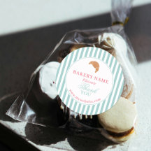 Preppy Green & Pink Stripes Bakery Logo Thank You