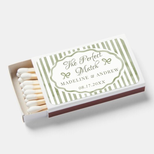 Preppy Green Striped Perfect Match Wedding Favor