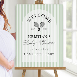 Preppy Green Tennis Baby Shower Welcome Sign