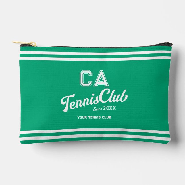 Preppy Green Tennis Club Custom Crest Party Accessory Pouch (Front)