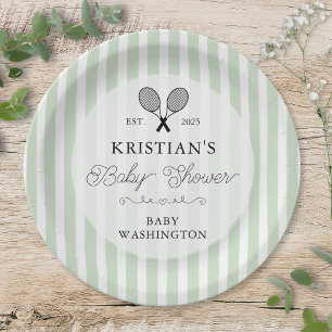 Preppy Green Tennis Country Club Baby Shower Paper Plates