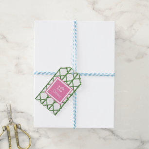 Preppy Green Trellis Bamboo Pattern Custom Gift Tags
