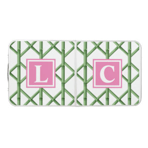 Preppy Green Trellis Bamboo Pattern Monogram Beer Pong Table