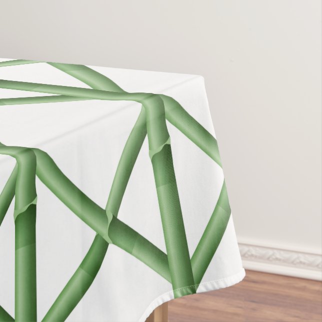 Preppy Green Trellis Bamboo Pattern  Tablecloth (In Situ)