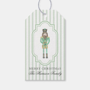 Preppy Green Watercolor Nutcracker Christmas Gift Tags