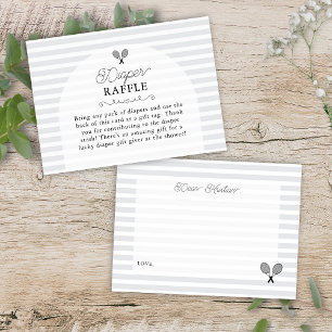 Preppy Grey Tennis Baby Shower Diaper Raffle Enclosure Card