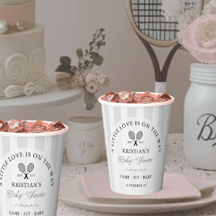 Preppy Grey Tennis Country Club Baby Shower Paper Cups