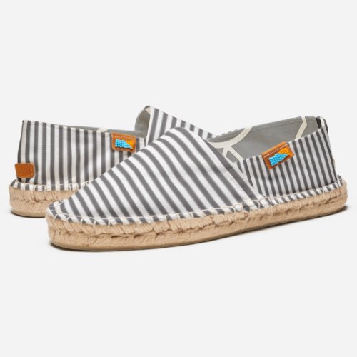 Preppy Grey  White Striped Espadrilles