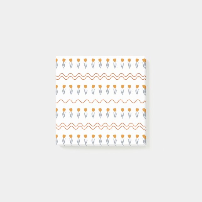 Preppy Groovy Stripe Tulip Flower Pattern  Post-it Notes (Front)