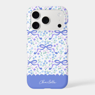 Preppy Hand Drawn Coquette Blue purple bows iPhone 17 Pro Case