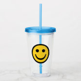 Pastel Happy Face Tumbler Cup with Drinking Straw