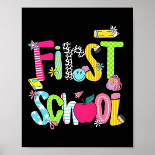 Preppy Happy First Day Of School Teacher Girl Back Poster