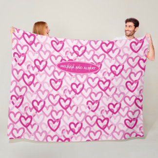 Preppy Hearts Pink Fleece Blanket
