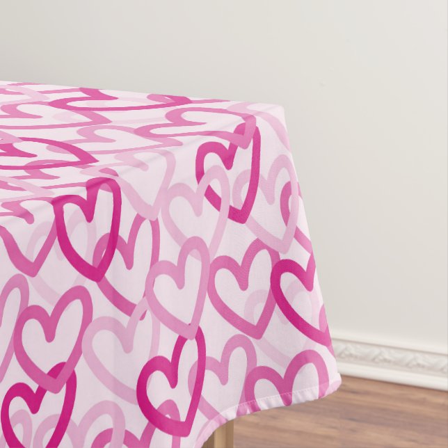 Preppy Hearts Pink Tablecloth (In Situ)