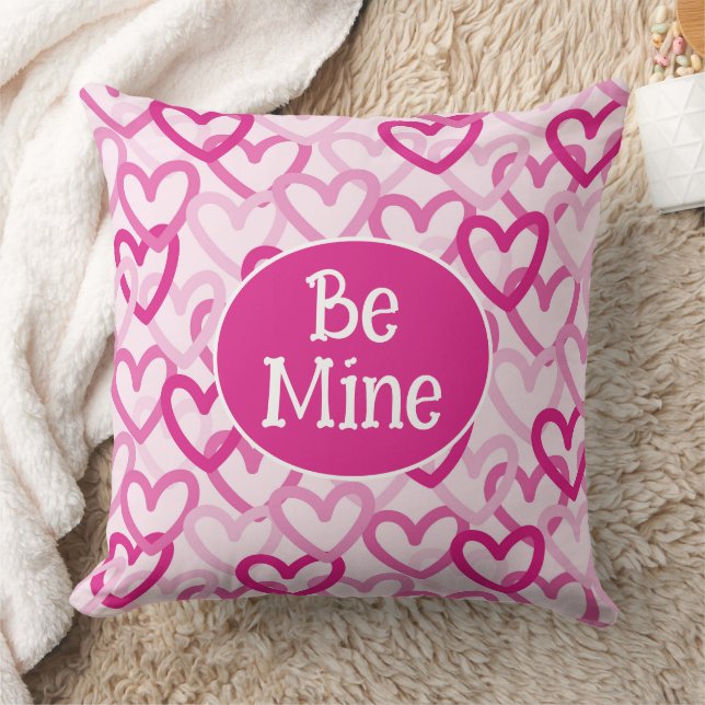 Preppy Hearts Pink Throw Pillow (Blanket)