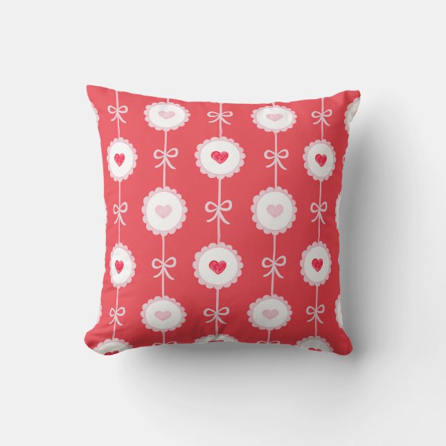 Preppy Hearts Valentine's Day  Throw Pillow (Front)