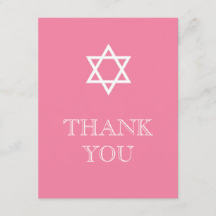 Preppy Hebrew Thank You Card - Pink