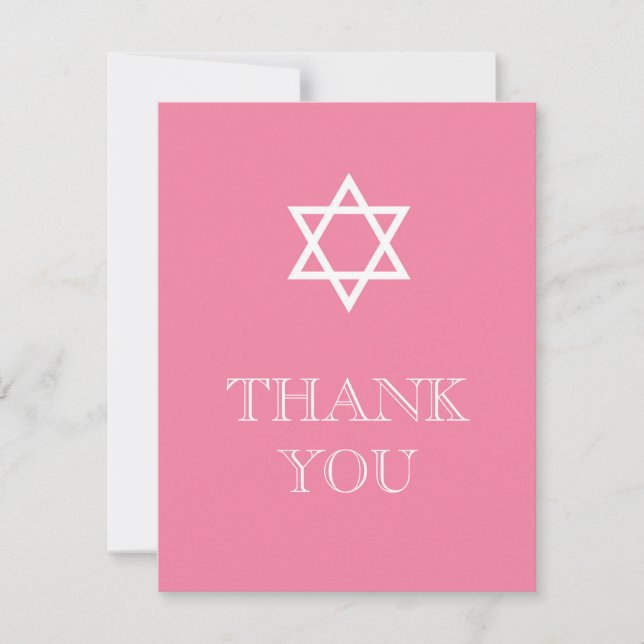 Preppy Hebrew Thank You Card - Pink (Front)