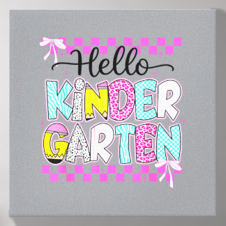 Preppy Hello Kindergarten Back To School Coquette Canvas Photo Tile