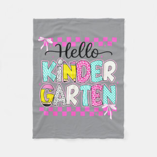 Preppy Hello Kindergarten Back To School Coquette Fleece Blanket