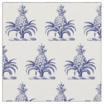 Preppy Heraldic Blue Pineapple Coat of Arms Crest Fabric