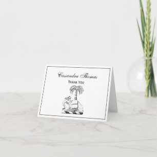 Preppy Heraldic Camel Palm Tree Coat of Arms Letterpress Thank You Card