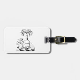 Preppy Heraldic Camel Palm Tree Coat of Arms Luggage Tag