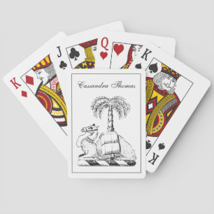 Preppy Heraldic Camel Palm Tree Coat of Arms Poker Cards