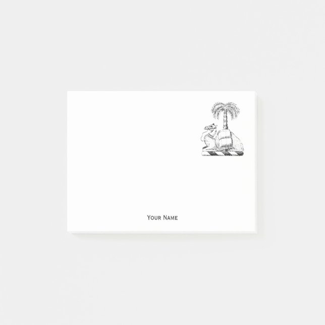 Preppy Heraldic Camel Palm Tree Coat of Arms Post-it Notes (Front)