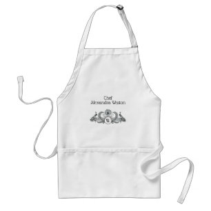 Preppy Heraldic Pineapple Coat of Arms Crest Adult Apron