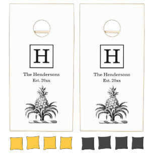 Preppy Heraldic Pineapple Coat of Arms Crest Cornhole Set