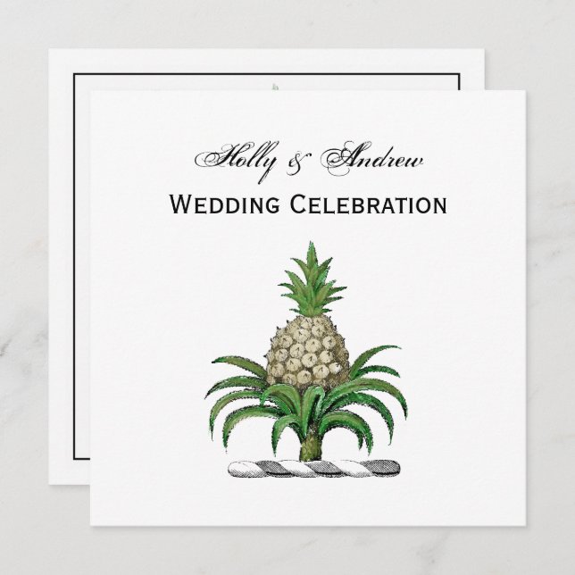 Preppy Heraldic Pineapple Coat of Arms Crest Invitation (Front/Back)