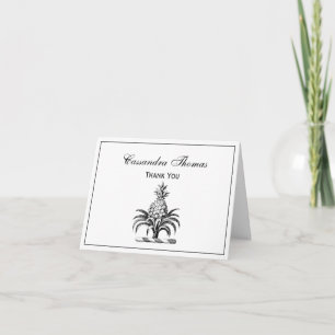 Preppy Heraldic Pineapple Coat of Arms Crest Letterpress Thank You Card