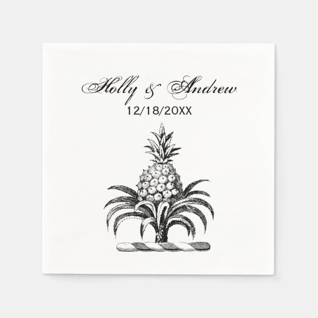 Preppy Heraldic Pineapple Coat of Arms Crest Paper Napkins (Front)