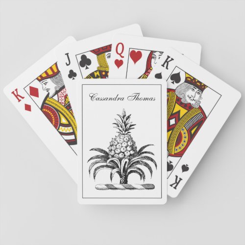 Preppy Heraldic Pineapple Coat of Arms Crest Playing Cards