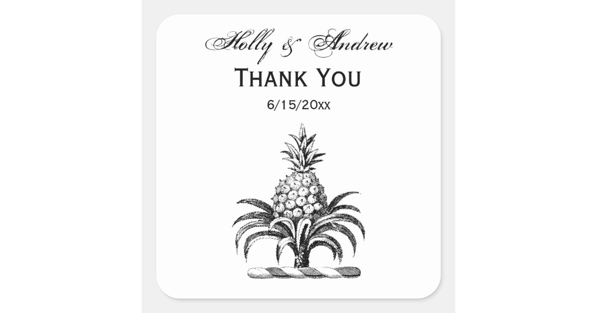 Preppy Heraldic Pineapple Coat of Arms Crest Square Sticker Zazzle
