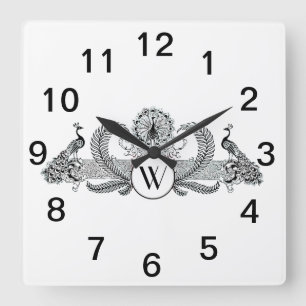 Preppy Heraldic Pineapple Coat of Arms Crest Square Wall Clock