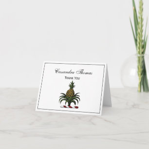 Preppy Heraldic Pineapple Crest Color RWT Letterpress Thank You Card
