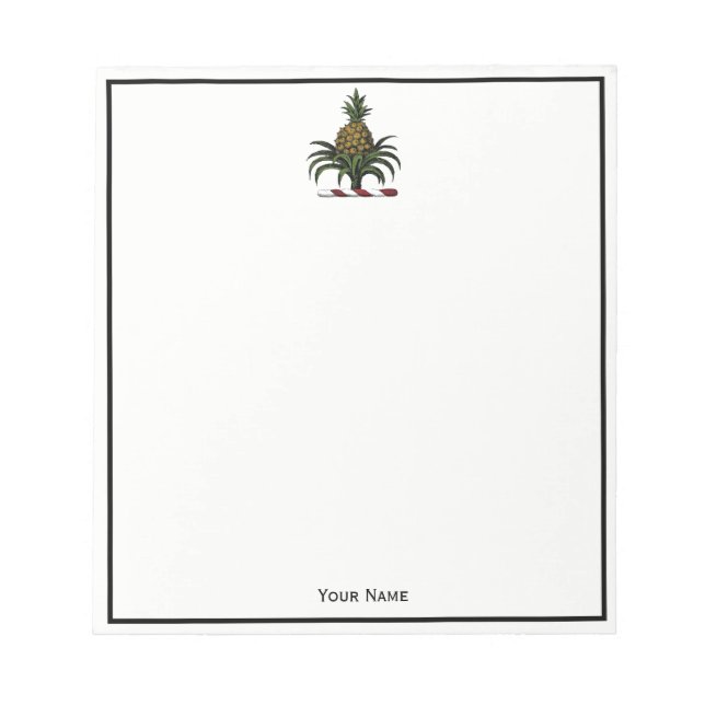 Preppy Heraldic Pineapple Crest Color RWT Notepad (Front)