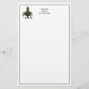 Preppy Heraldic Pineapple Crest Color RWT Stationery