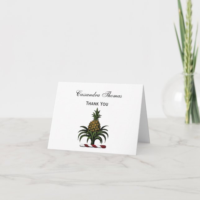 Preppy Heraldic Pineapple Crest Color RWT Thank You Card (Front)