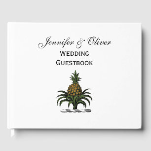 Preppy Heraldic Pineapple Crest Color WT Guest Book