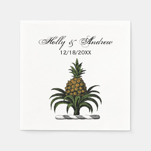 Preppy Heraldic Pineapple Crest Color WT Paper Napkins (Front)